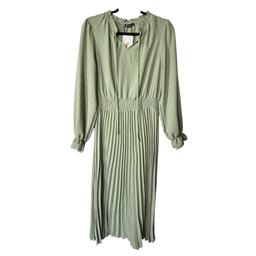 PRETTY GARDEN Dress M Long Sleeved V-neck A Line Pleaded Cottagecore Romantic‎